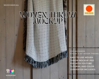 Woven Throw Blanket Mockup Template: 60" x 50" Photoshop (Digital Download)