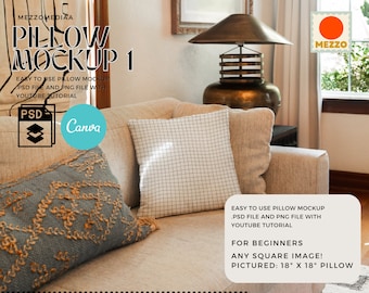 Kissen Mockup Vorlage: Canva & Photoshop, Interior Design (Digitaler Download)