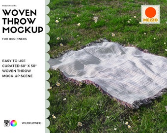 Woven Throw Blanket Mockup Template: 60" x 50" Photoshop (Digital Download)