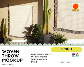 Woven Throw Blanket Mockup Template BUNDLE (Photoshop)