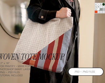 Woven Tote Mockup Template: 17"x18" Photoshop (Digital Download)