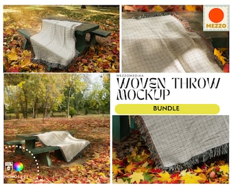 Gewebte Decke Mockup: Picknick-Szene, Photoshop-Vorlage (Digitaler Download)