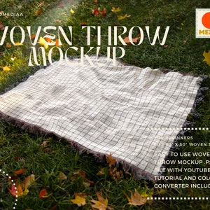 AUTUMNAL - Woven Throw Blanket Mockup - Close Up - Beginner - Easy to Use - Photoshop - Interior Design - Product Mockup - 60&quot; x 50&quot; Throw