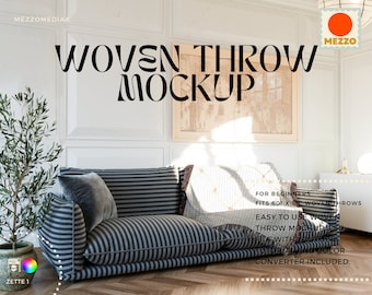 Gewebte Decke Mockup Vorlage: Easy Photoshop (60 "x 50"")