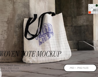 Woven Tote Mockup Template: Easy Photoshop, 17"x18" (Digital Download)