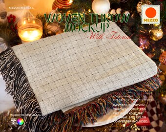 Gewebte Fransen Decke Mockup: Einfach zu verwendende Vorlage (Photoshop/Photopea)