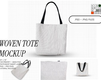Woven Tote Mockup Bundle: Einfache Photoshop Vorlage (43cm x 45cm)