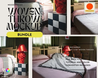 Gewebte Decke Mockup Vorlage: Domino Bundle (Photoshop, Digital Download)