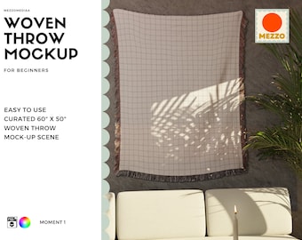 Gewebte Decke Mockup Vorlage: Innendesign (Photoshop)