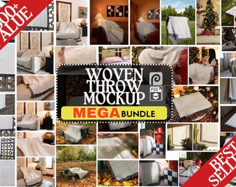 MEGA BUNDLE - Woven Blanket Mockup Bundle ( Photopea + Photoshop ) Smart Objects - Best Selling Mockups