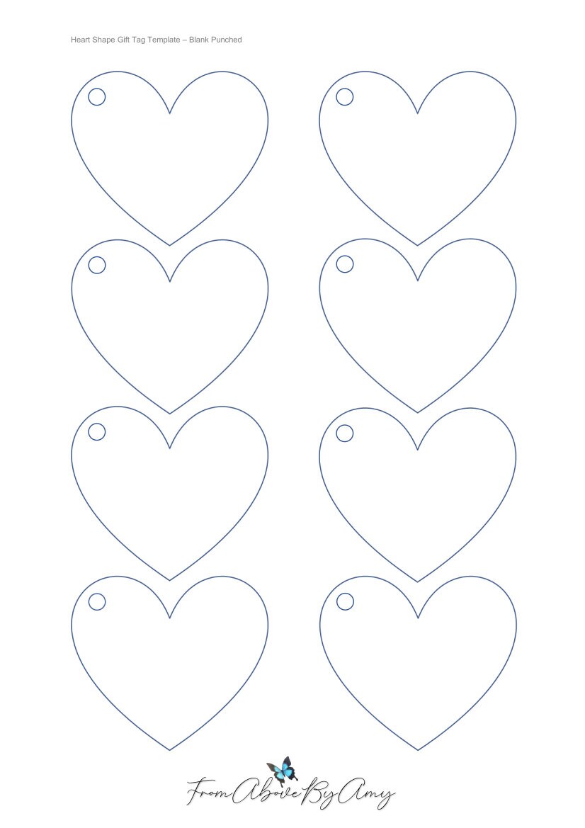 Blank Love Heart Shape Gift Tags | Printable A4 Template | Instant Digital Download | Edit ...