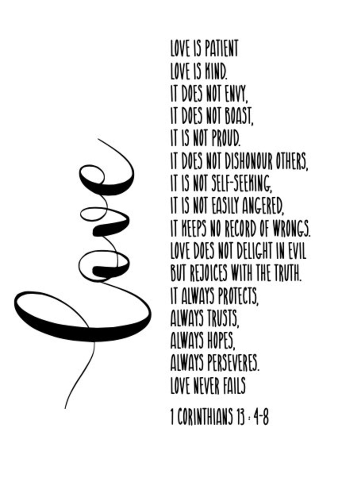 1 Corinthians 13 PRINT // Digital Modern Bible Verse Art - Etsy