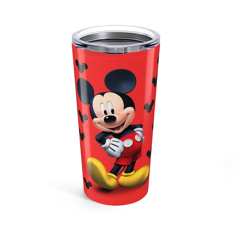 Mickey Mouse Red Pattern Tumbler 20oz | Cartoon Character Travel Cup image 1