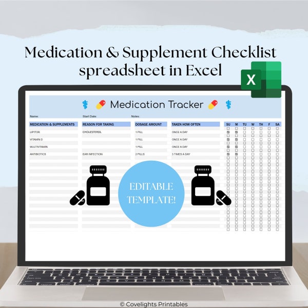 Supplement spreadsheet etsy