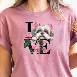 Shih Tzu Mother Day TShirt Dog Mom Gift Cute Pet Lover Shirt with Flowers Perfect for Shih Tzu Enthusiasts Unique Dog Lover Gift
