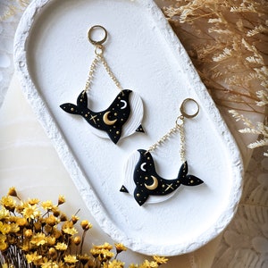 MTO Starry Whale Earrings Handmade Earrings Polymer Clay Earrings zdjęcie 1