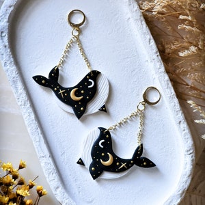 MTO Starry Whale Earrings Handmade Earrings Polymer Clay Earrings zdjęcie 2