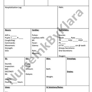 ICU Nurse Report Sheet