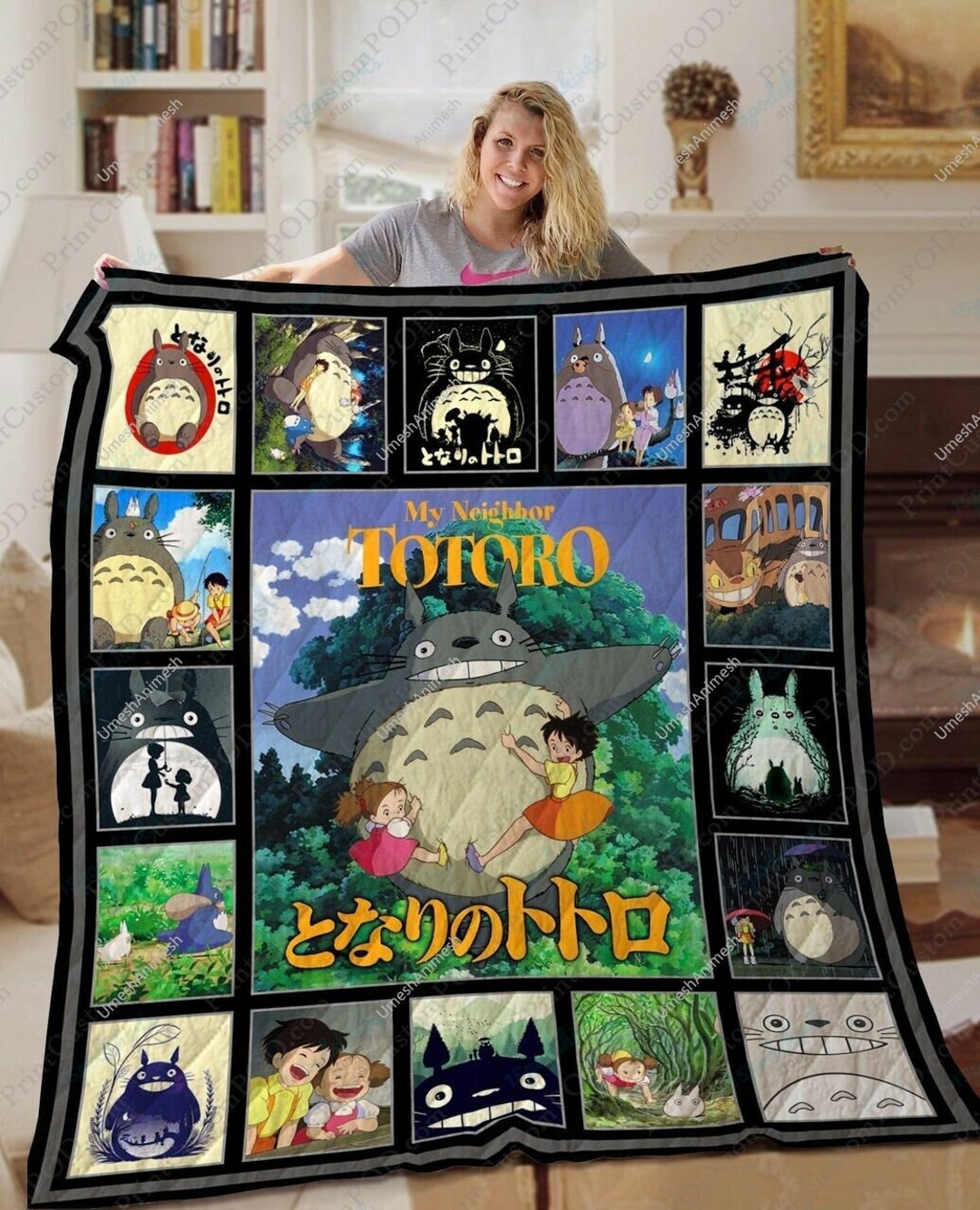 Totoro Quilt Blanket My Neighbor Totoro Blanket Anime Etsy