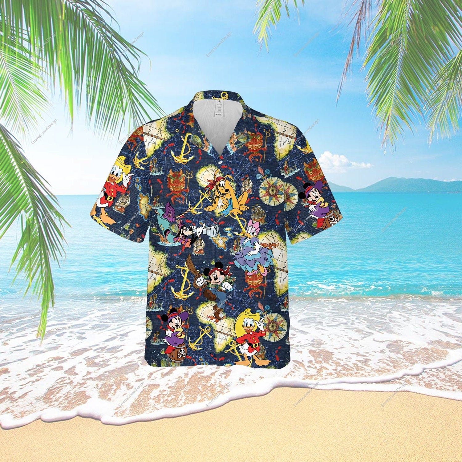 Discover Retro Pirated of the Caribbean Mickey and Friends Hawaiian Shirt