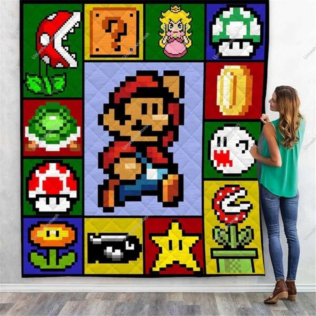 Personalized Super Mario Blanket Customized Super Mario Etsy