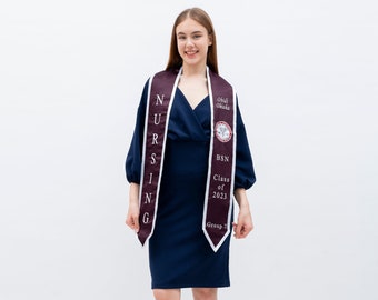 Estola de graduación de bordado personalizado / estola personalizada personalizada / estola de texto personalizado / estola de graduación personalizada / faja de graduación