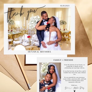 Hochzeit Dankeskarten Hochzeit Foto 5x7 Canva Vorlage Braut & Bräutigam Hochzeit Dankeschön Doppelseitige Karte Luxus Hochzeit Dankeschön