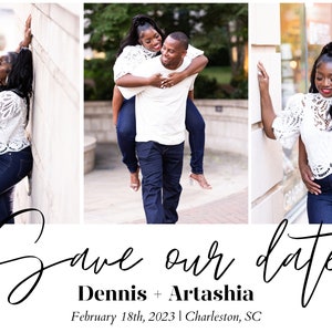 Save The Date Template Photo Collage | Save The Date Card with Photos | Save The Date Digital Download | Editable Canva Template 6x4