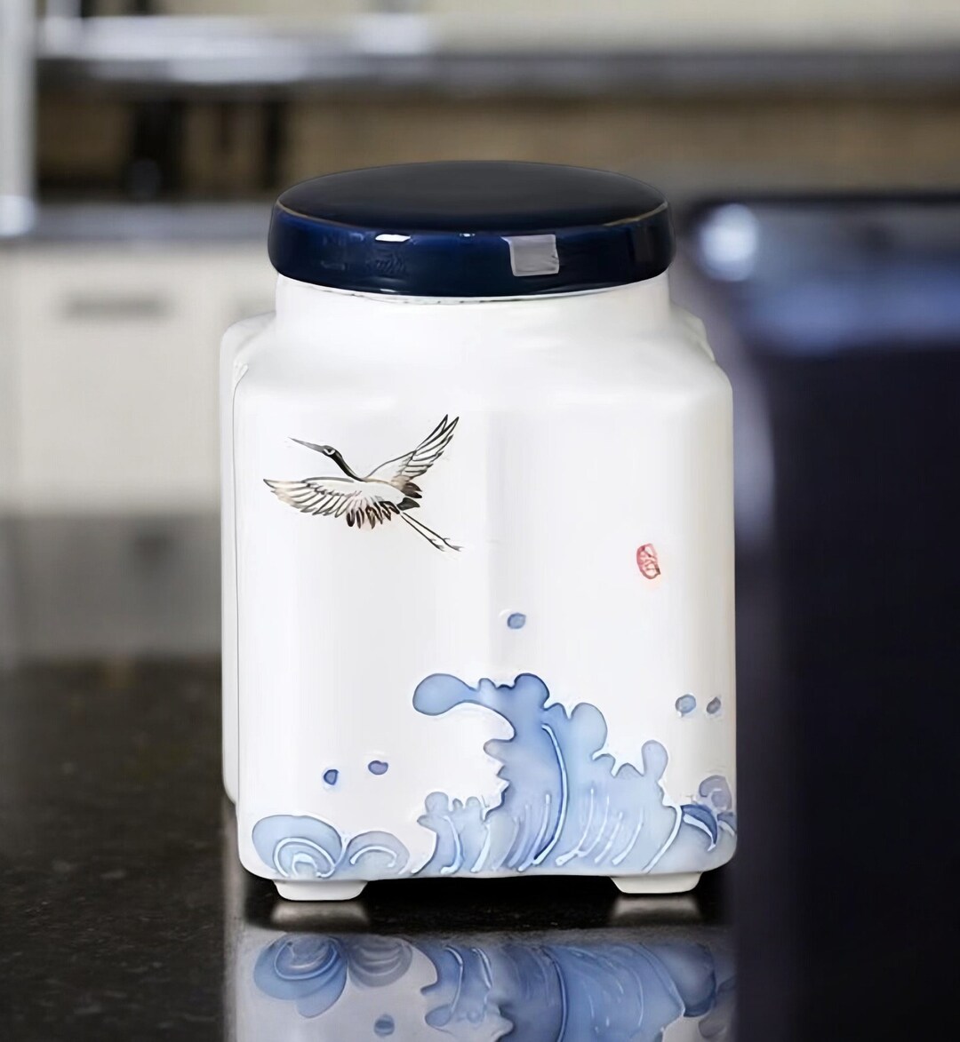 Hand-painted Ceramic Tea Canister Sealed Storage for Tea, Coffee ...
