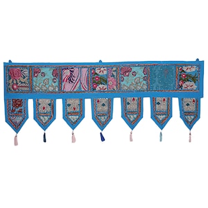 Jaipuri Toran Embroidered Door Hangings Handmade Banjara Window Toppers Bohemian Curtain Toran Vintage Patchwork Toran Decorative Valances