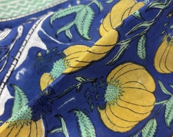Floral Block Print Cotton Sarong: Indian Beach Cover-Up