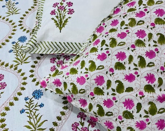 Set di lenzuola in cotone bianco: stampa floreale arcobaleno, misura matrimoniale