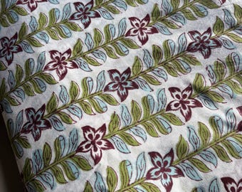 Floral Block Print Cotton Fabric: Lightweight Indian Fabric
