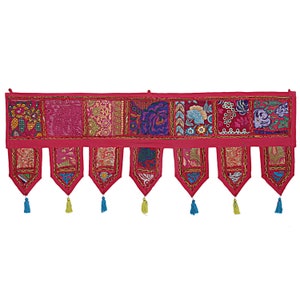 Jaipuri Embroidered Door Hangings Handmade Banjara Toran Window Toppers Bohemian Curtain Toran Vintage Patchwork Toran Decorative Valances