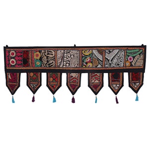Embroidered Door Hangings Indian Handmade Banjara Toran Window Toppers Bohemian Curtain Toran Vintage Patchwork Toran Decorative Valances