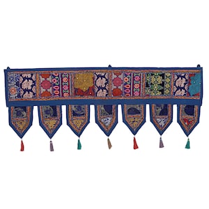 Banjara Toran Window Toppers Bohemian Curtain Toran Handmade Indian Embroidered Door Hangings Vintage Patchwork Toran Decorative Valances