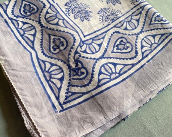 Hand Block Printed Cotton Sarong: Bohemian Beach Wrap, Floral Pareo