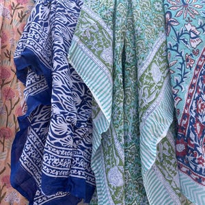 Women Party Wear Dupatta, Indian Handmade Block Print Beach Sarongs, Voile Fabric Summer Pareo , Beach Cover Up Tunic, Pure cotton Sarongs,
