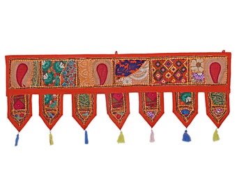 Handmade Banjara Toran: Bohemian Embroidered Window Valance
