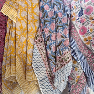 Indian Handmade Block Print Beach Sarongs, Women Party Wear Dupatta, Voile Fabric Summer Pareo , Beach Cover Up Tunic, Pure cotton Sarongs,