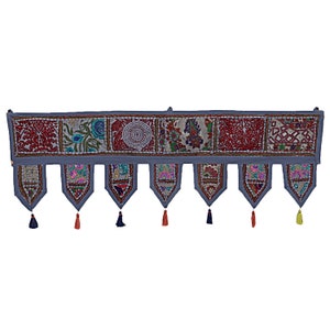 Banjara Toran Window Toppers Bohemian Curtain Toran Handmade Indian Embroidered Door Hangings Vintage Patchwork Toran Decorative Valances