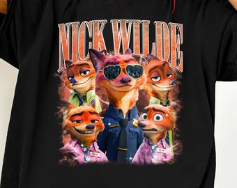 Chemise Nick Wilde Bootleg, chemise Zootopia Disneyland, chemise Funny Disney Kingdom, belle chemise police Nick Wilde