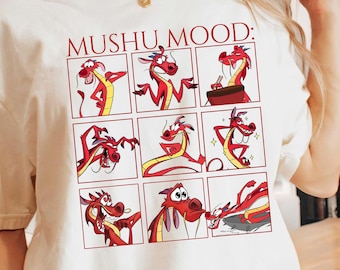 T-shirt vintage Mushu Dragon Mood, T-shirt Mushu Dragon du déshonneur sur votre vache, T-shirt couleurs confort, chemises cadeaux d'anniversaire, famille Disneyland