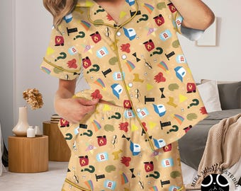 Nerd Gravity Falls Pajamas Set, Mystery Shack Inspired Sleepwear, Cute Cartoon PJ Set, Cozy Lounge Set, Fan Gift