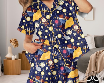 Beauty and the Beast Pajama Set, Belle Pajamas, Fairytale Princess Sleepwear, Disney Inspired Pajamas, Magical Lounge Set, Princess Gift