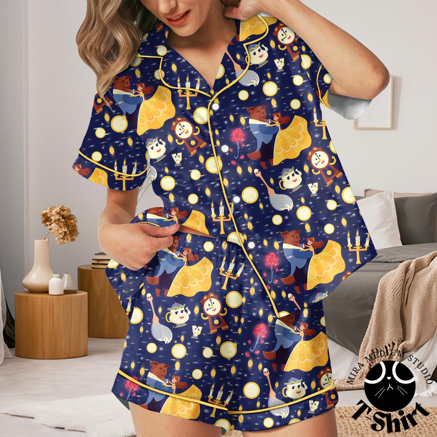 Discover Beauty and the Beast Pajamas Set, Belle Pajamas, Fairytale Princess Sleepwear, Magical Lounge Set, Princess Gift