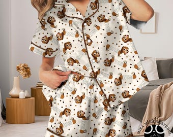 Pajamas Slinky Dog Disneyland, Slinky Dog Pajama Set Toy Inspired Dog PJs Cute Cartoon Sleepwear Women Button Up Pajamas Disneyland Style