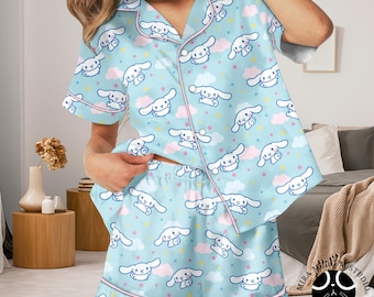 Cinnamonroll Pajamas, Kawaii Cartoon Sleepwear, Cute Puppy Pajamas, Anime Style PJs, Cozy Lounge Set Gift
