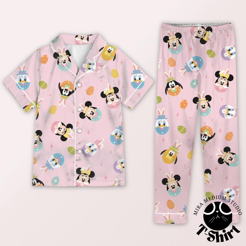 Easter Mickey Mouse Pajamas, Disney Easter PJ Set Women, Bunny Mickey Sleepwear, Cute Spring Pajamas, Holiday Lounge Set Gift image 5