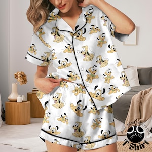 Conjunto de pijama de Pluto y Mickey Mouse, pijama de perro Disney con lindos dibujos animados, pijama de mujer con botones, regalo de Disneyland